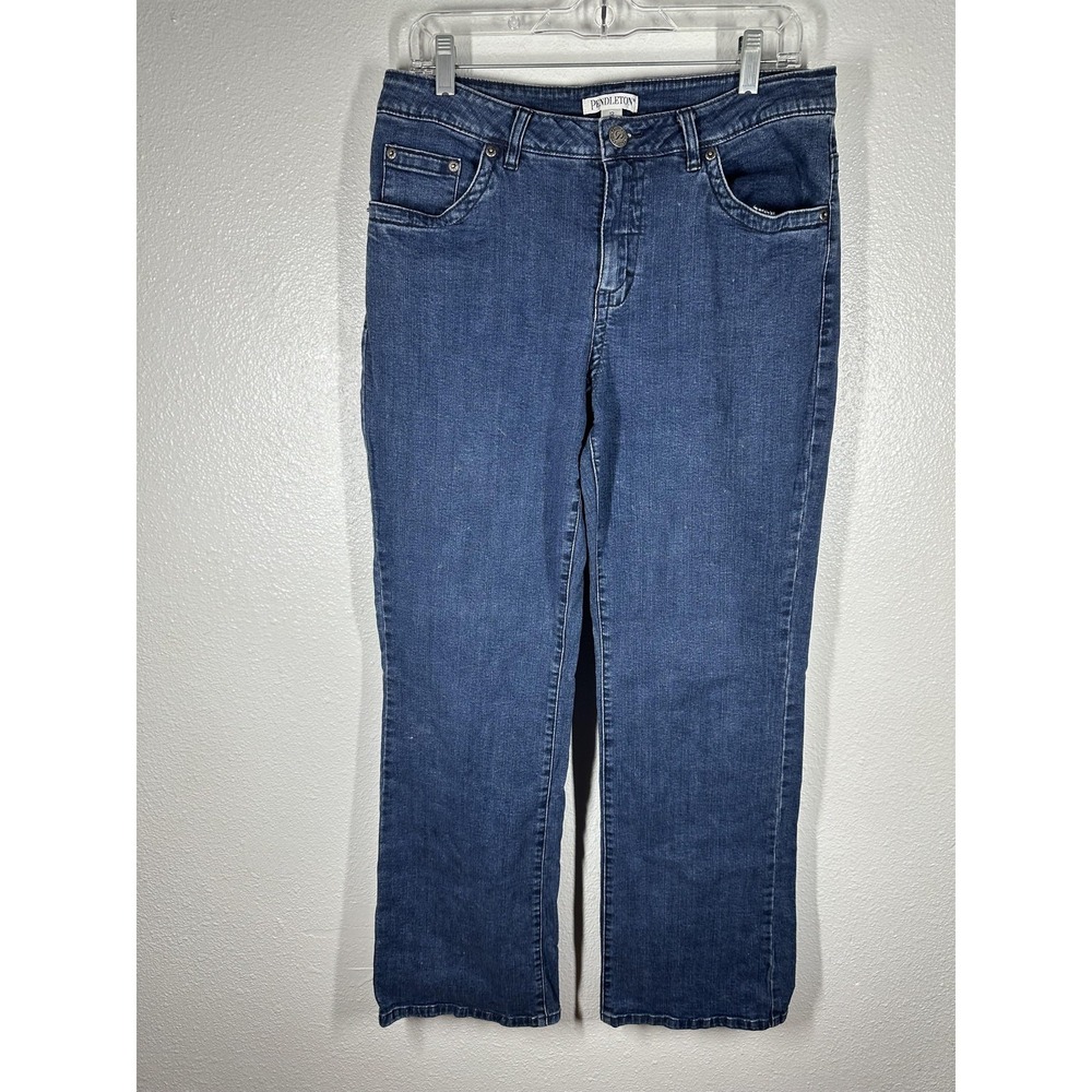 Pendleton Jeans Womens 12 Blue Medium Wash Straight Stretch Denim Pants‎ Casual